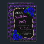 Lilan Black Rand Glitter Deep Blue Ros Inbjudningar<br><div class="desc">Elegantens lila och svart rand glitter och djupt blått ro födelsedagsfest inbjudan för kvinnor i alla åldrar. Åldern kan ändras för vilken ålder som helst. Text kan ändras till vad som helst för att passa din händelse. Typsnitt, typsnitt färg och text är helt anpassade! Papper form och typ kan anpassas...</div>