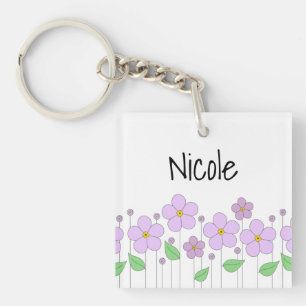 Lilan blommar akrylen Keychain
