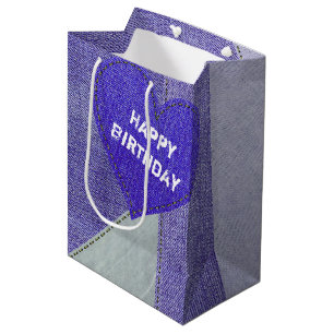 Lilan Denim Heart Medium Gift Bag