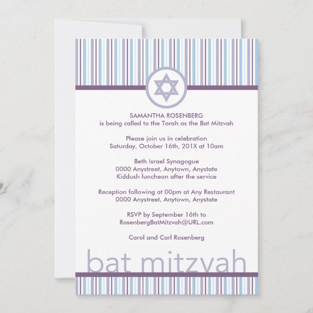 Lilan görar randig bat mitzvah inbjudan (Framsida)