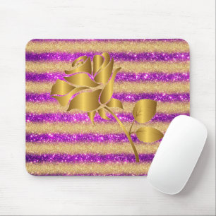 Lilan Guld Glitter Gift med lyxbefolkningen i Blom Musmatta
