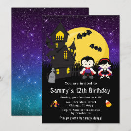Lilan Halloween Finare Dress Birthday Vampires Inbjudningar