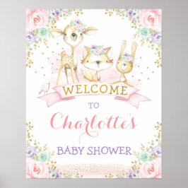 Lilan Mint Woodland Animals Välkomsthälsa för kvin Poster