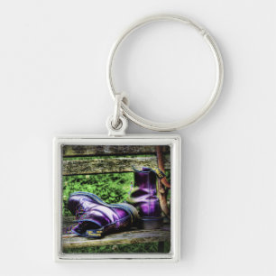 Lilan startar Keychain Fyrkantig Silverfärgad Nyckelring