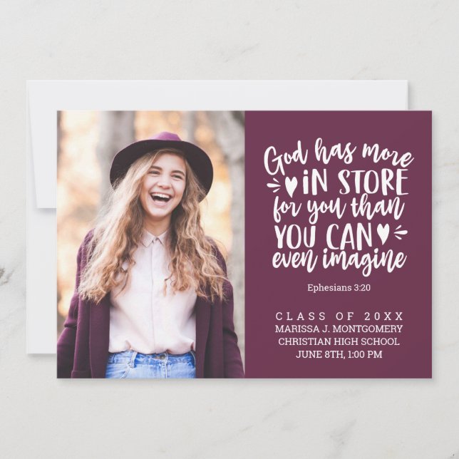 Lilan studenten Bible Verse Photo White Script Meddelande (Framsida)