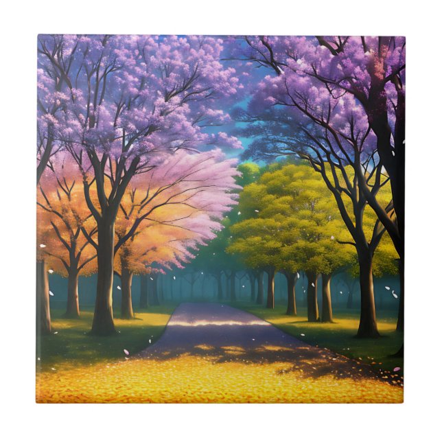 **"Lilans Väg: Jacaranda Walkway"** Kakelplatta (Framsidan)