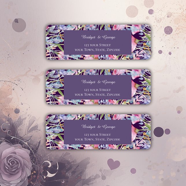 lilas romantic colorful wildblomgreenery returadress etikett (Skapare uppladdad)