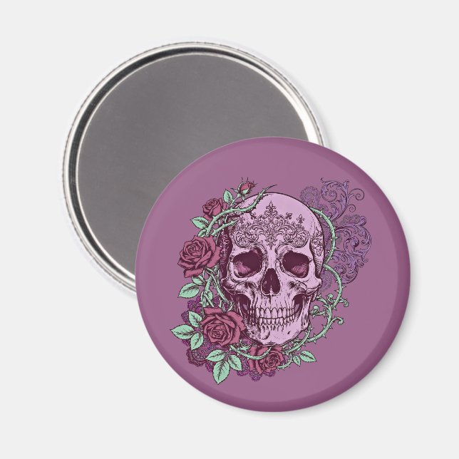 Lilaskalle med rosor gotisk design magnet (Front/Back)