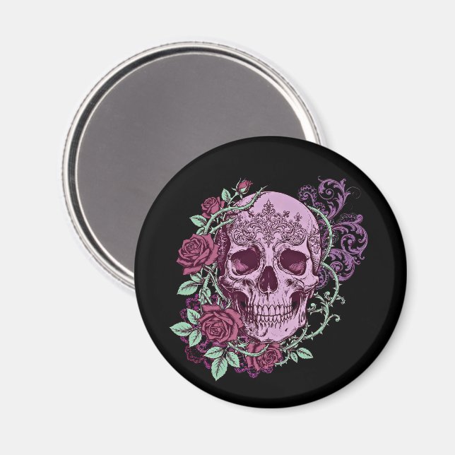 Lilaskalle med rosor gotisk design magnet (Front/Back)
