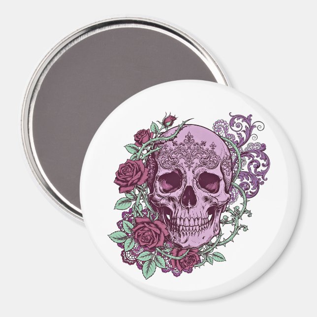 Lilaskalle med rosor gotisk design magnet (Front/Back)