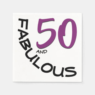 Lilasvart 50 och sagolik typografifödelsedag pappersservett