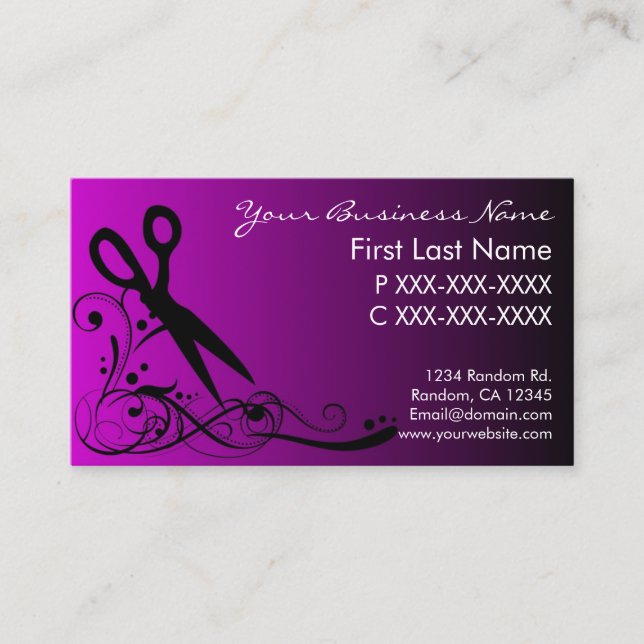 Lilasvarten bleknar hårklippvisitkortar visitkort (Framsida)