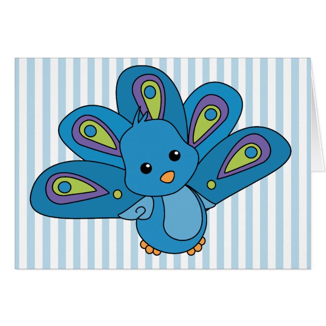 Lil'Baby Peacock Hälsningskort (Framsidan Horizontal)