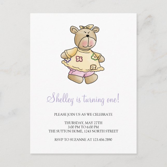 Lil'Bears ・ Gultens Flicka Dress Vykort (Framsida)