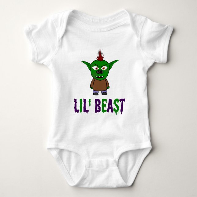 Lil'Beast Goblin Lila and Grönt Dripping Font T Shirt (Framsida)