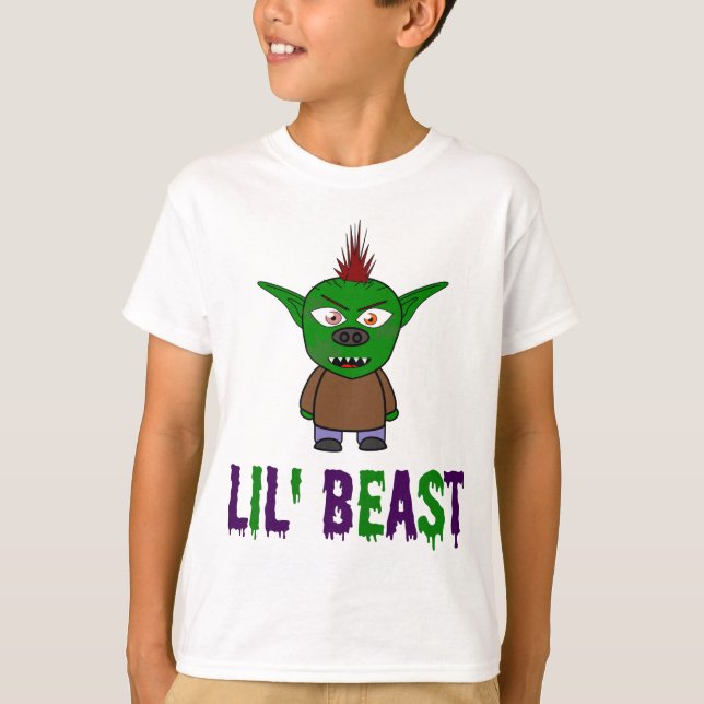 Lil'Beast Goblin Lila and Grönt Dripping Font T Shirt (Framsida)
