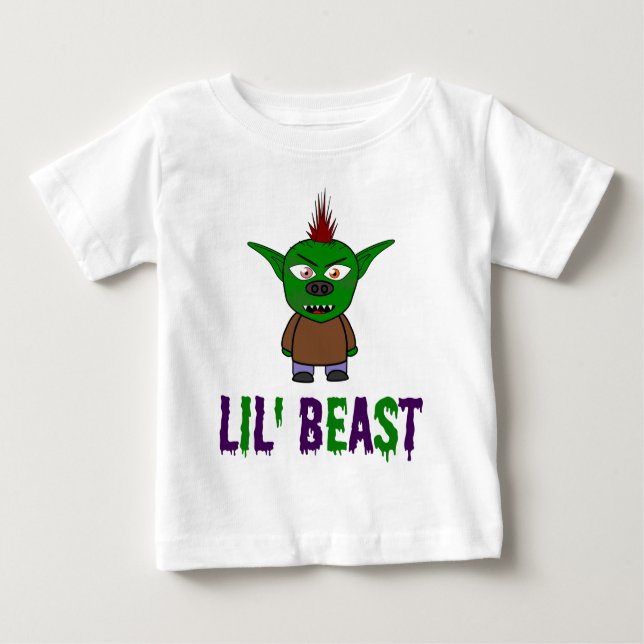 Lil'Beast Goblin Lila and Grönt Dripping Font T T Shirt (Framsida)