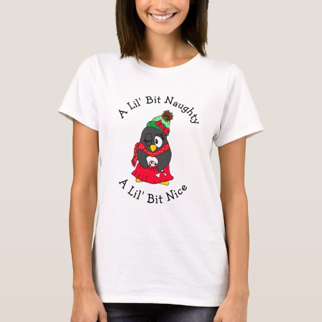 Lil'Bit Naughty, Lil'Bit Nice, Fin jul T Shirt (Framsida)