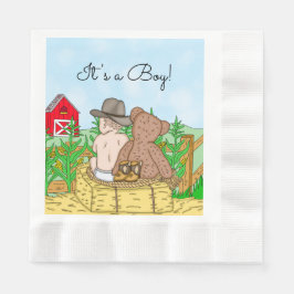 Lil'Cowboy and Nalle Baby Shower Pappersservett
