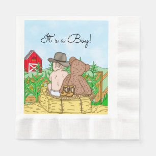 Lil'Cowboy and Nalle Baby Shower Pappersservett