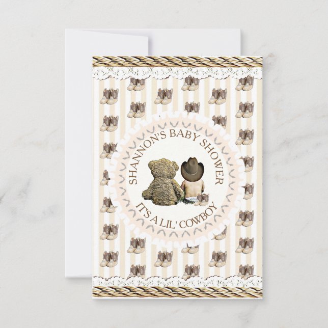 Lil'Cowboy Land och Westerna babyskor Inbjudningar (Framsida)