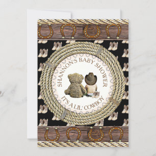 Lil'Cowboy Rustic Land och Westerna babyskor Inbjudningar