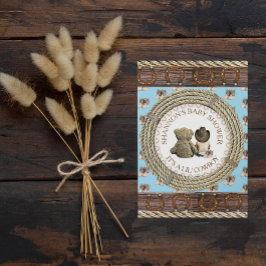 Lil'Cowboy Rustic Land och Westerna babyskor Inbjudningar