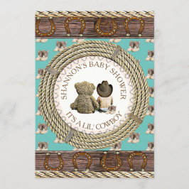 Lil'Cowboy Rustic Land och Westerna babyskor Inbjudningar