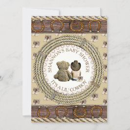Lil'Cowboy Rustic Land och Westerna babyskor Inbjudningar