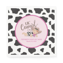 Lil'Cowgirl Baby Shower Napkins - Rödhårig
