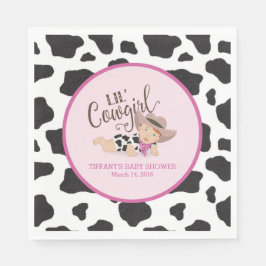 Lil'Cowgirl Baby Shower Napkins - Rödhårig Pappersservett