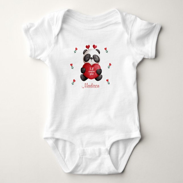 Lil'Cutie Paj Panda Bear with Heart Personlig T Shirt (Framsida)