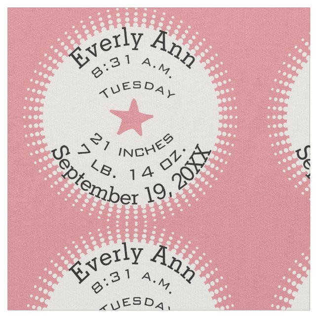 Lil'Dam Rosa Star Birth Record Stats Tyg (Närbild)