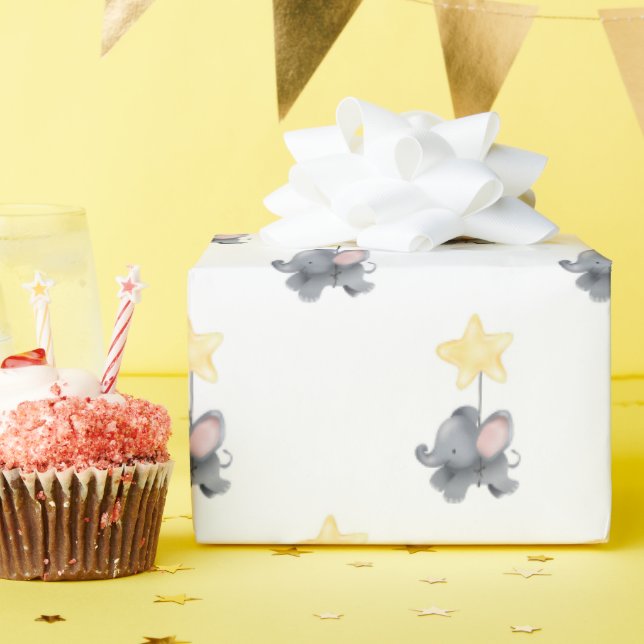Lil'Elephant-Star Wrapping Papper Presentpapper (Födelsedagsfest)