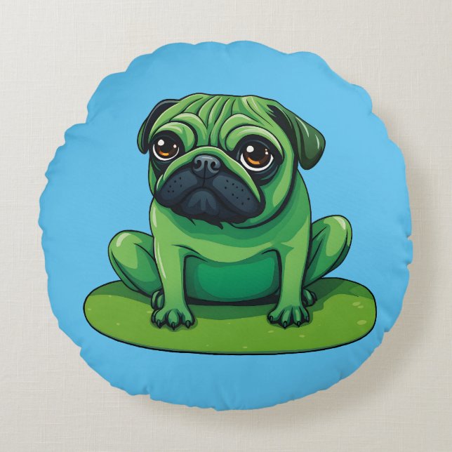 Lili Pug Rund Kudde (Framsidan)