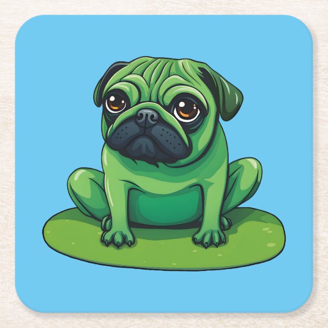 Lili Pug Underlägg Papper Kvadrat (Framsidan)
