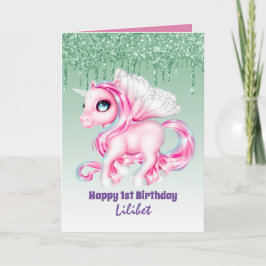 Lilibet 1a Birthday Cards - Princess Unicorns Kort