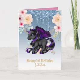 Lilibet 1st Birthday Cards - Princess Unicorns Kort
