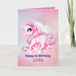Lilibet 1st Birthday Cards - Princess Unicorns Kort