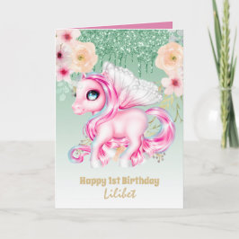 Lilibet 1st Birthday Cards - Princess Unicorns Kort