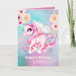Lilibet 1st Birthday Cards - Princess Unicorns Kort