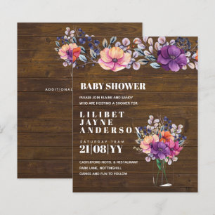 Lilibet Baby Shower Inbjudan - Rustic Orange Lila