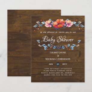 Lilibet Baby Shower Inbjudan - Rustic Orange Lila