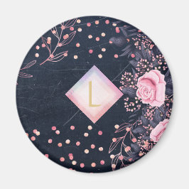 Lilibet Monogram Navy Rosegold Rosa Princess Gifts Magnet