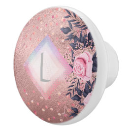 Lilibet Monogram Rosegold Blommigt lämplig för Pri Knopp