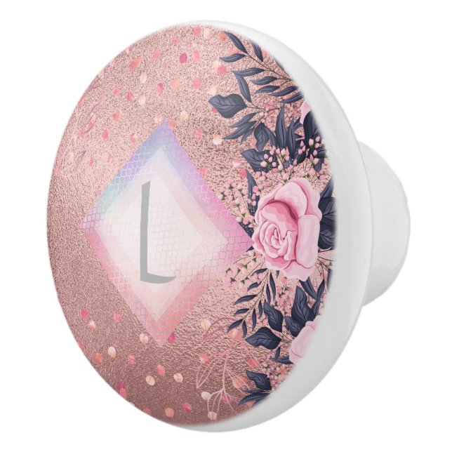 Lilibet Monogram Rosegold Blommigt lämplig för Pri Knopp (Höger)