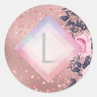 Lilibet Monogram Rosegold Blommigt lämplig för Pri Runt Klistermärke