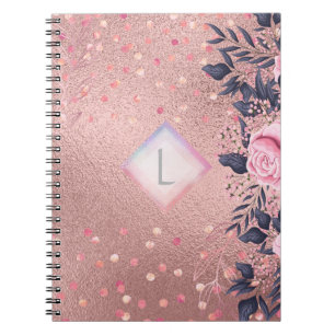 Lilibet Monogram Roséguld Blommig passande för Pri Anteckningsbok