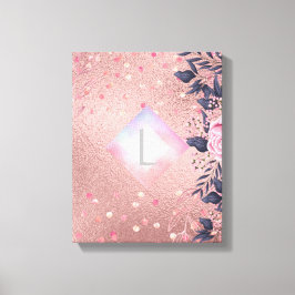 Lilibet Monogram Roséguld Blommig passande för Pri Canvastryck