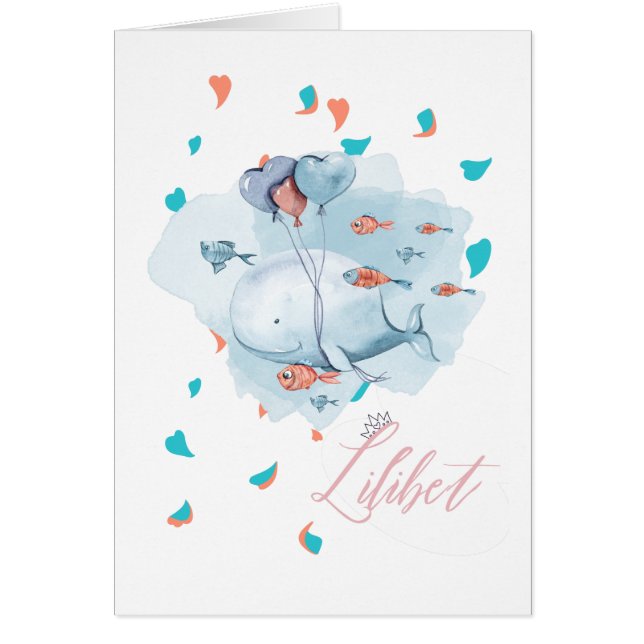 Lilibet Named Magic WHALE Gifts for Girls Hälsningskort (Framsidan)